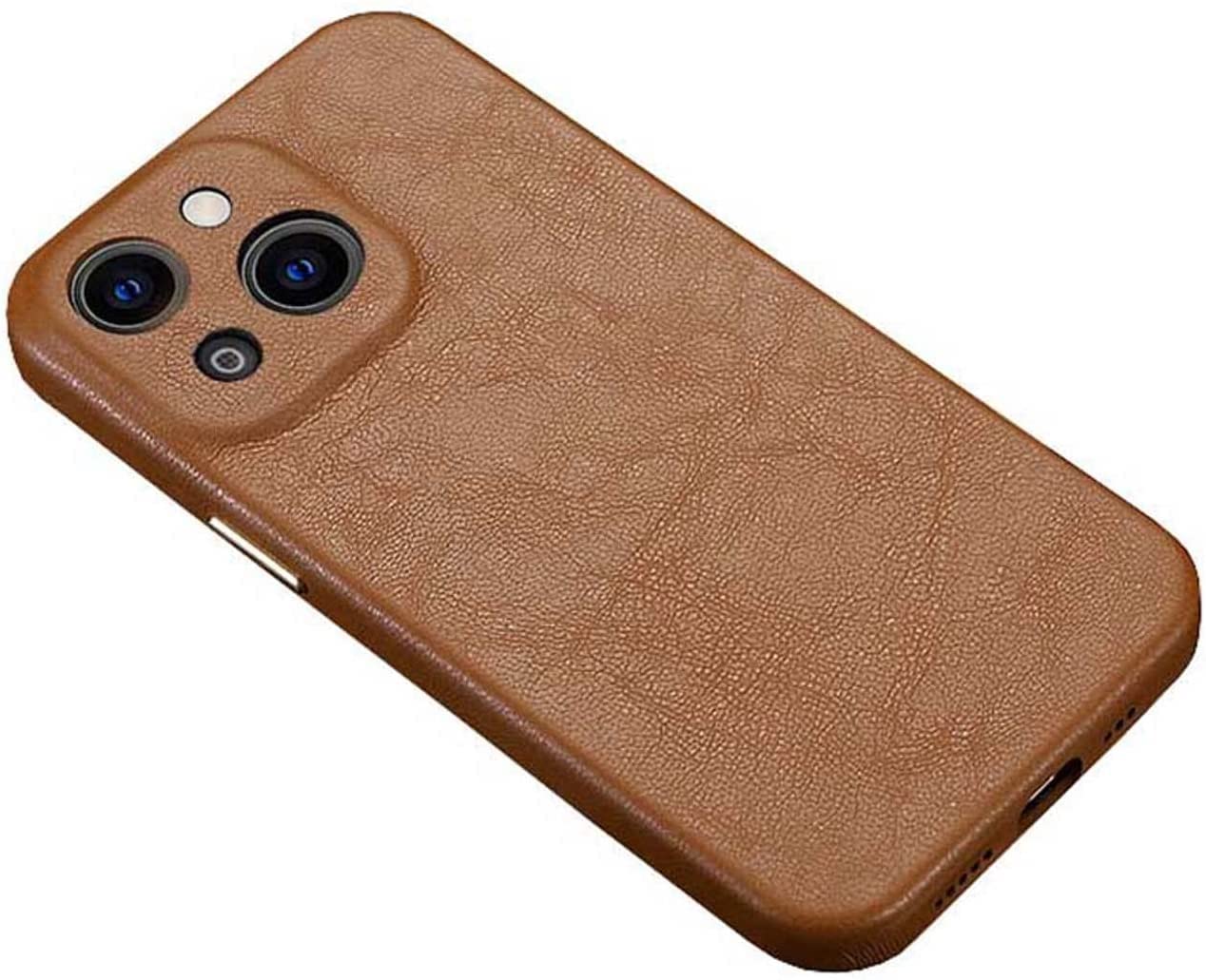 Coque en cuir iPhone 13 marron étui chic en microfibre - 8