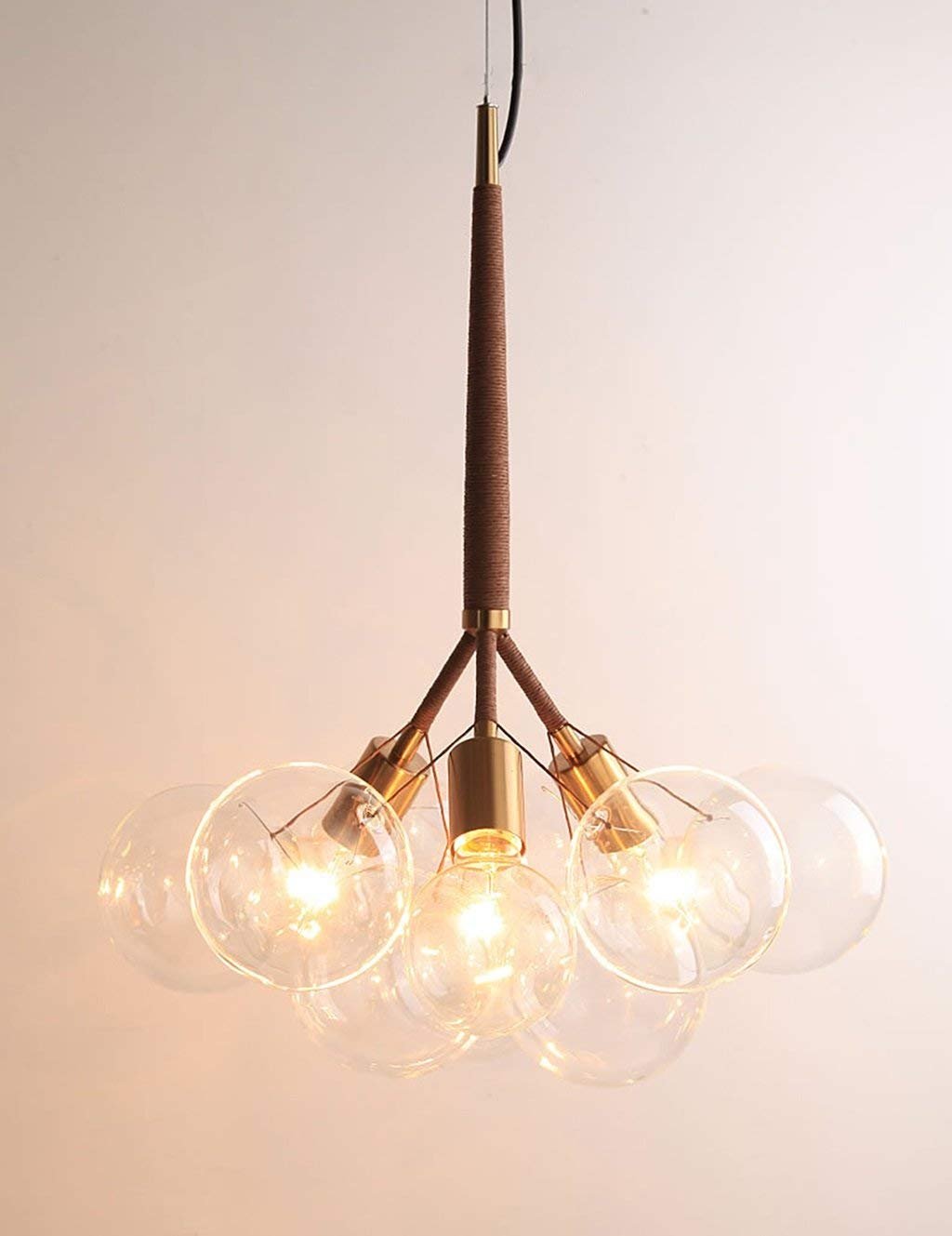 PLLP Household Chandelier, Crystal Palace Ceiling Lamp, Wrought Iron Wall Lamp Nordic Restaurant Bedroom Living Room Bar Table Lamp Simple Single Head Living Room Coffee Shop Decoration Glass Ball C