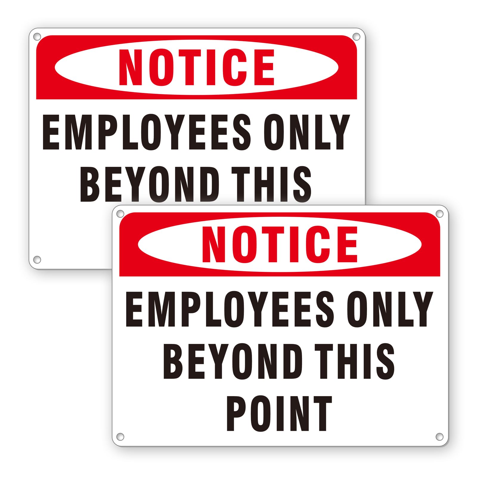 (2 Pack) Employees Only Beyond This Point Signs, Aluminum Staff Only Sign, Employees Only No Unauthorized Entry - Weatherproof Metal Signs with Pre-Drilled Holes - Easy to Install