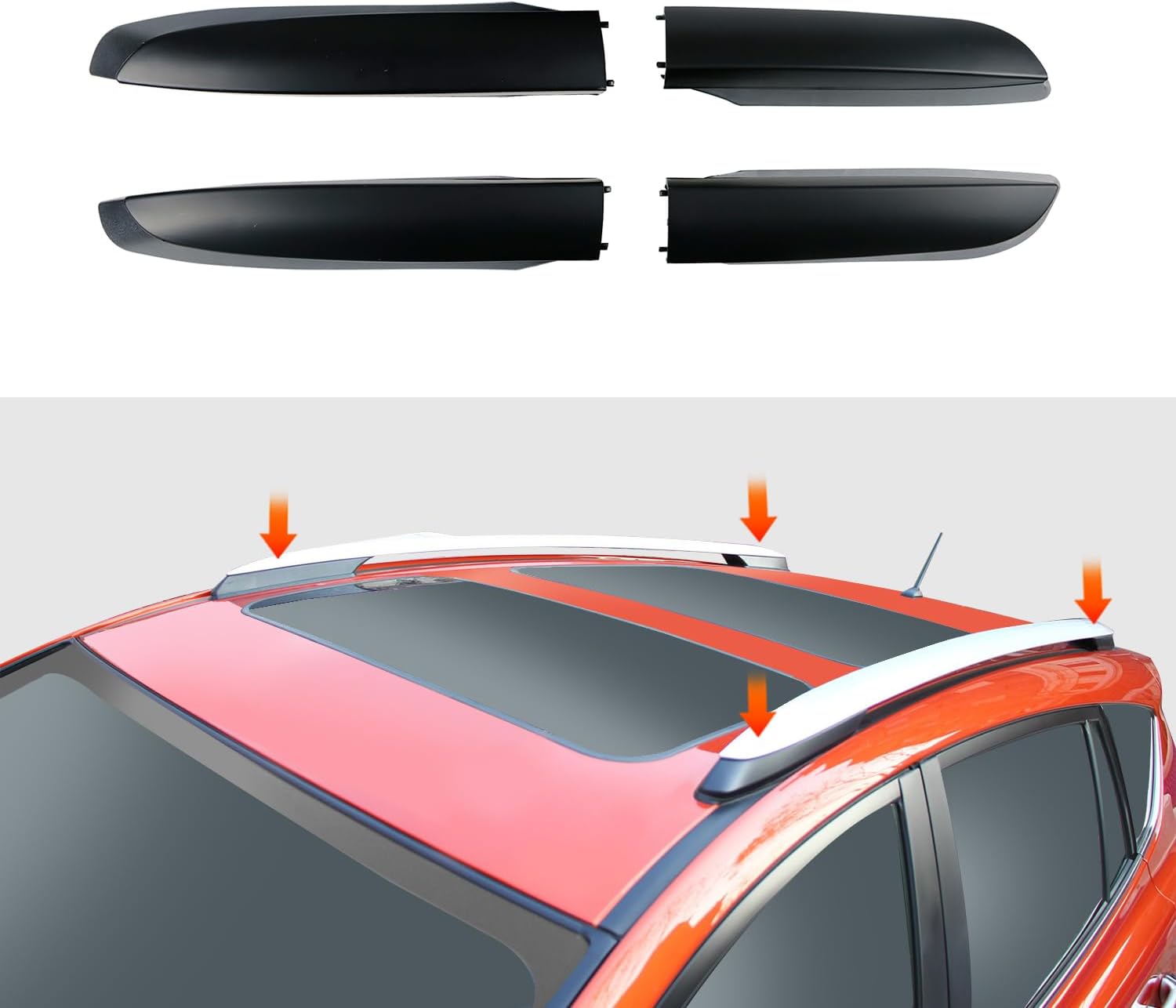 Roof Rack Cross Bar Rail Covers 4PCS ABS Durable Plastic End Cap Fit for Toyota RAV4 2013-2018(Not fit for Hybrid/Adventure/Limited Edition) End Cover Replacement Shell Cap Black