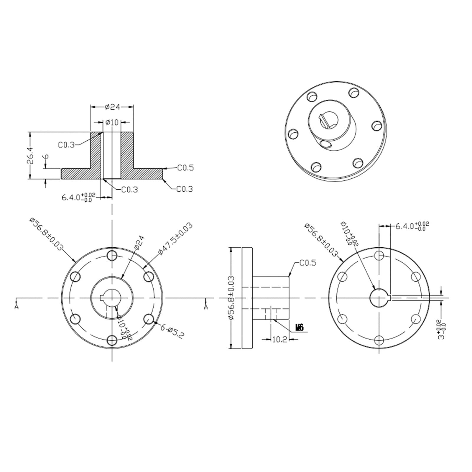 Conector de acoplamiento de brida de 10 mm, acoplamiento de eje RC de acero inoxidable para motores de modelos RC DIY, conector de alta resistencia del motor a la rueda con