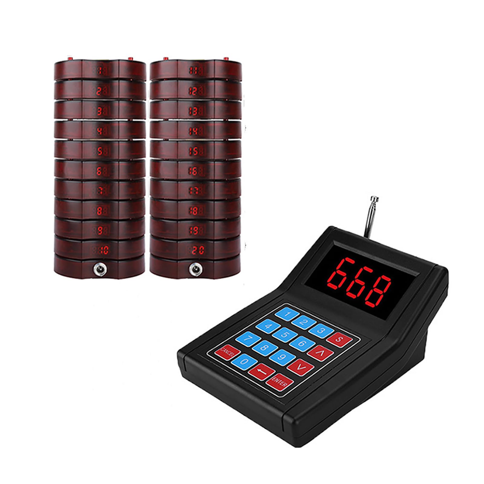Segnalazione Acustica Per Ristoranti, Segnalazione Acustica Wireless, 3 Modalità Di Indicazione, Raggio Di Ricezione Di 500 Metri, Per La Coda Di Ritiro Del Cibo Al Ristorante,20 pagers