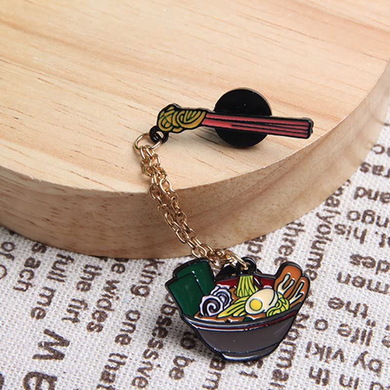 Image of Opexicos 3Pcs Creative Cartoon Food Brooch Pink Noodles Bowl Enamel Pin Clothes Badge Bags Accessories Jewelry