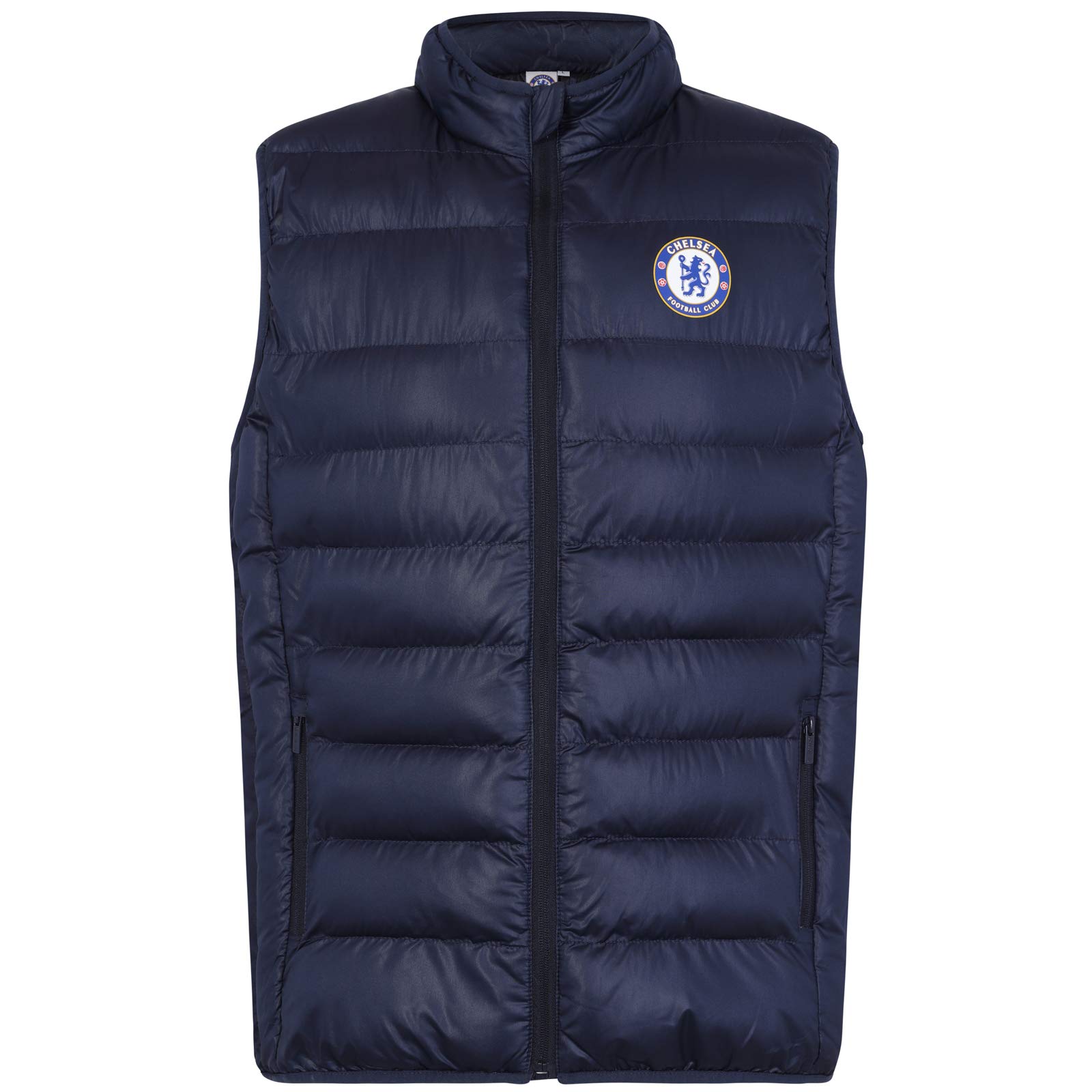 Chelsea Men's Navy Zip Official Football Gift Padded Body Warmer Gilet Large