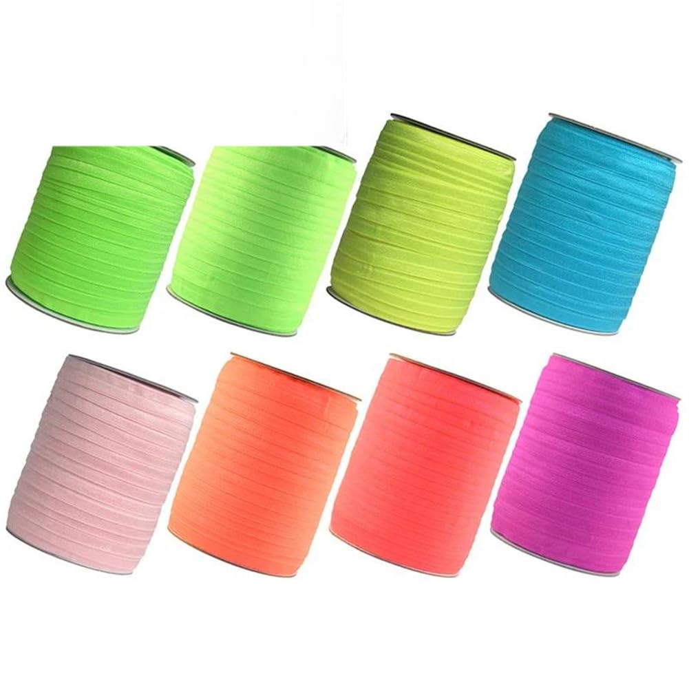 Gumki do szycia, Elastyczne taśmy z elastanu, składane, wielokolorowe, 50-100 jardów(Neon Lemon,100 Yards)