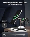 UEQ 4 in 1 Wireless Charging Station for Apple MagSafe Charger,Fast Charging Magnetic Wireless Charger Stand with Night Light for iPhone 17 Air 16 15 14 13 12 Series,Apple Watch and AirPods (Black)