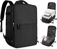 Vista 70 de Mochila de viaje grande, bolsa de mano, aprobada para aviones, para artículos personales, para hombre o mujer, color beige con marrón