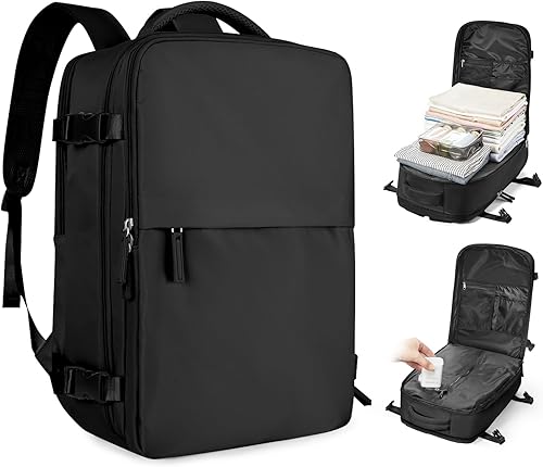 Miniatura 70 de Mochila de viaje grande, bolsa de mano, aprobada para aviones, para artículos personales, para hombre o mujer, color beige con marrón