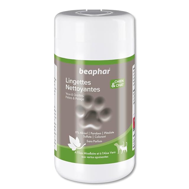 Beaphar toallitas para Patas, Pelo, Ojos y oídos de Perros y Gatos - 100 toallitas