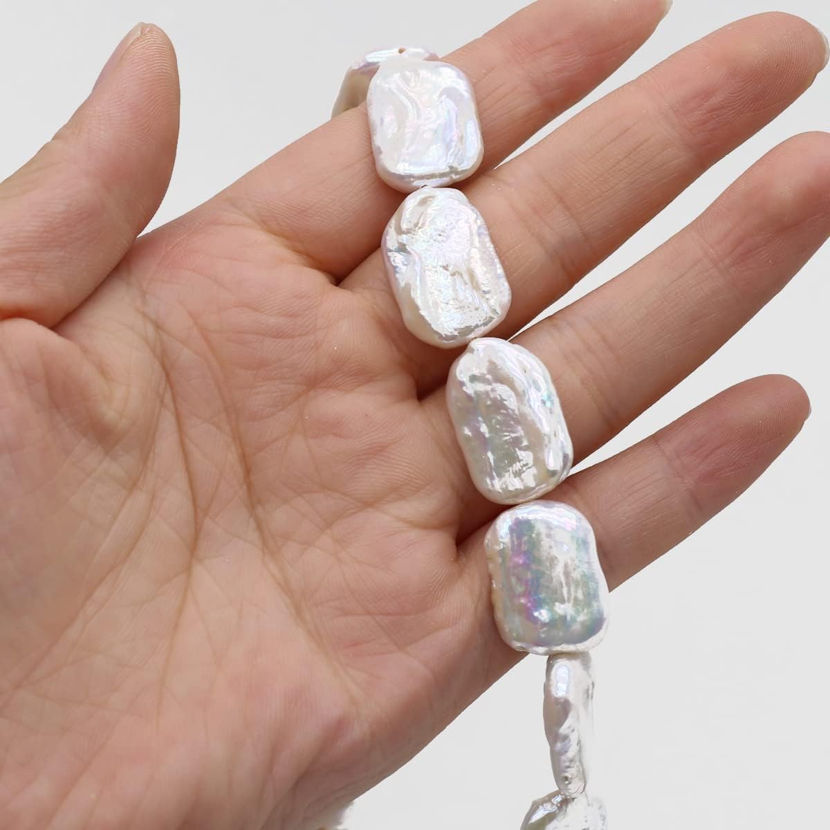 Baroque Pearl Beads Natural Rectangle Cultured Freshwater White Pearl Loose Bead for DIY Women Pendants Earrings Jewelry Making