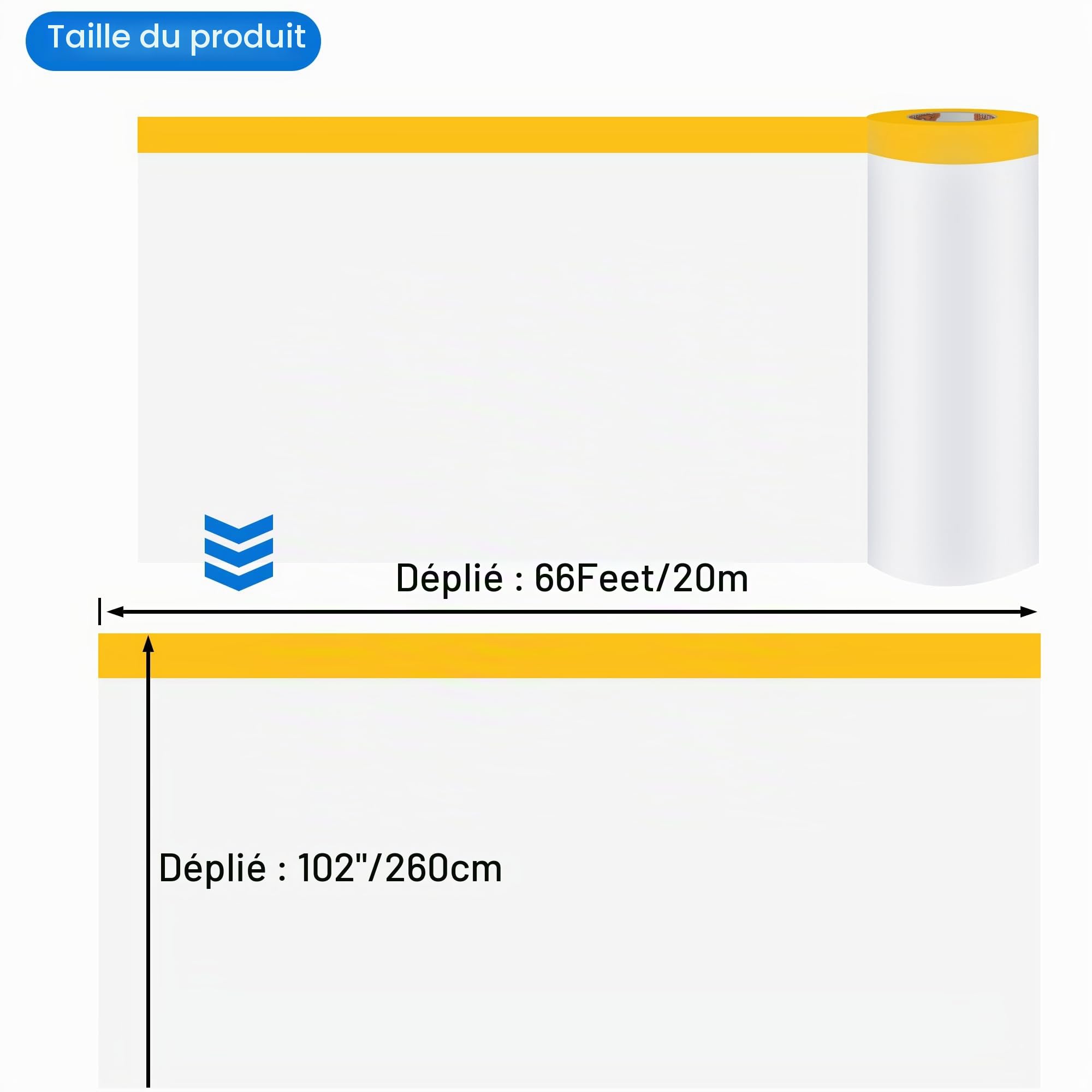 TAPEBEAR Film de Masquage Large 2600mm x 20m x 4 Rouleaux