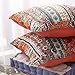mixinni Bohemian Style Jacquard Style Cotton Linen Red Throw Pillow Cover 2 Pieces 18"x18" - Uses for Sofa/Chair/Bed