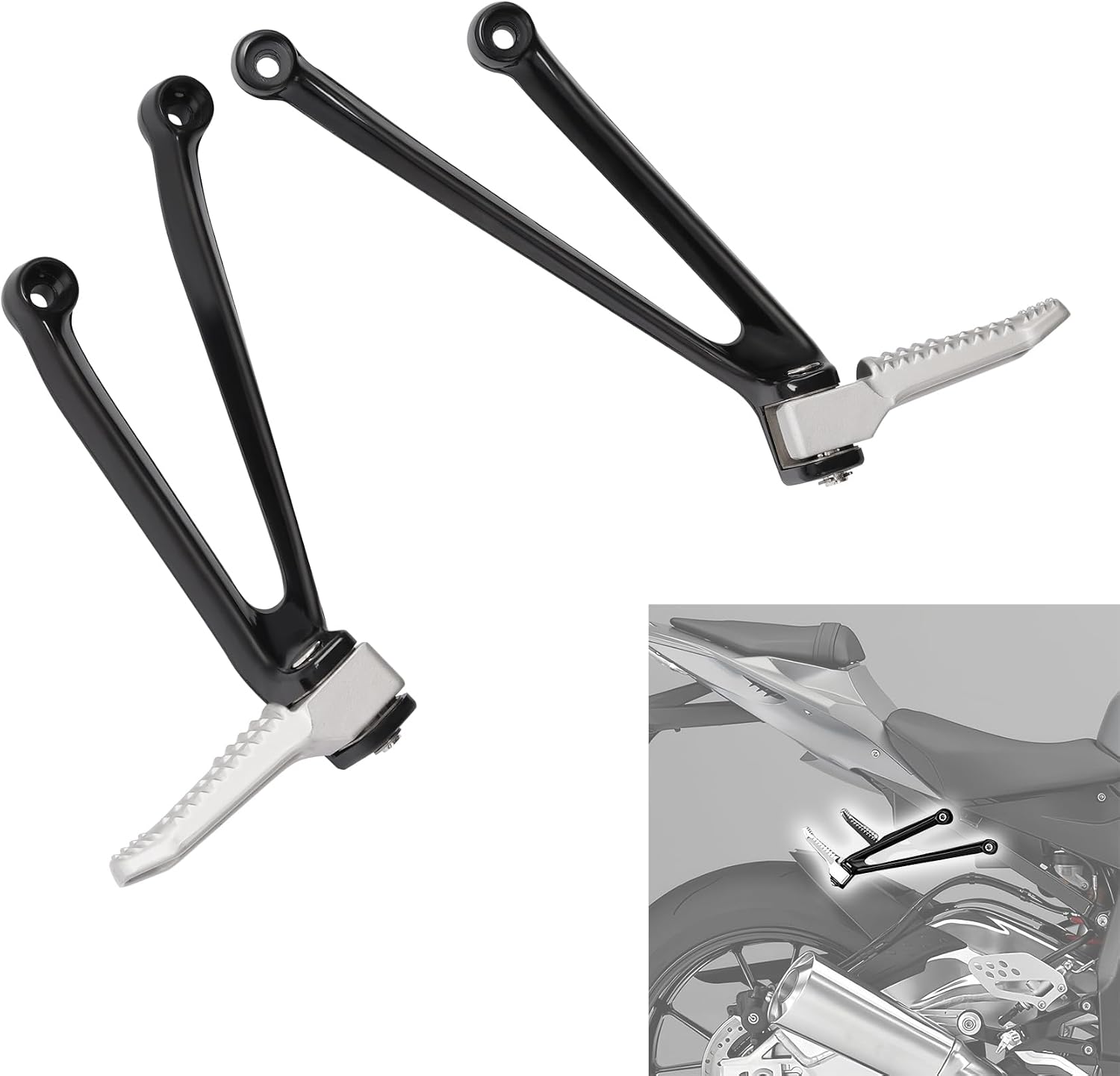 Green-L Motorcycle Rear Passenger Footrests Footpegs Bracket Kit Fit for BMW S1000RR 2008-2018 S1000R 2013-2016