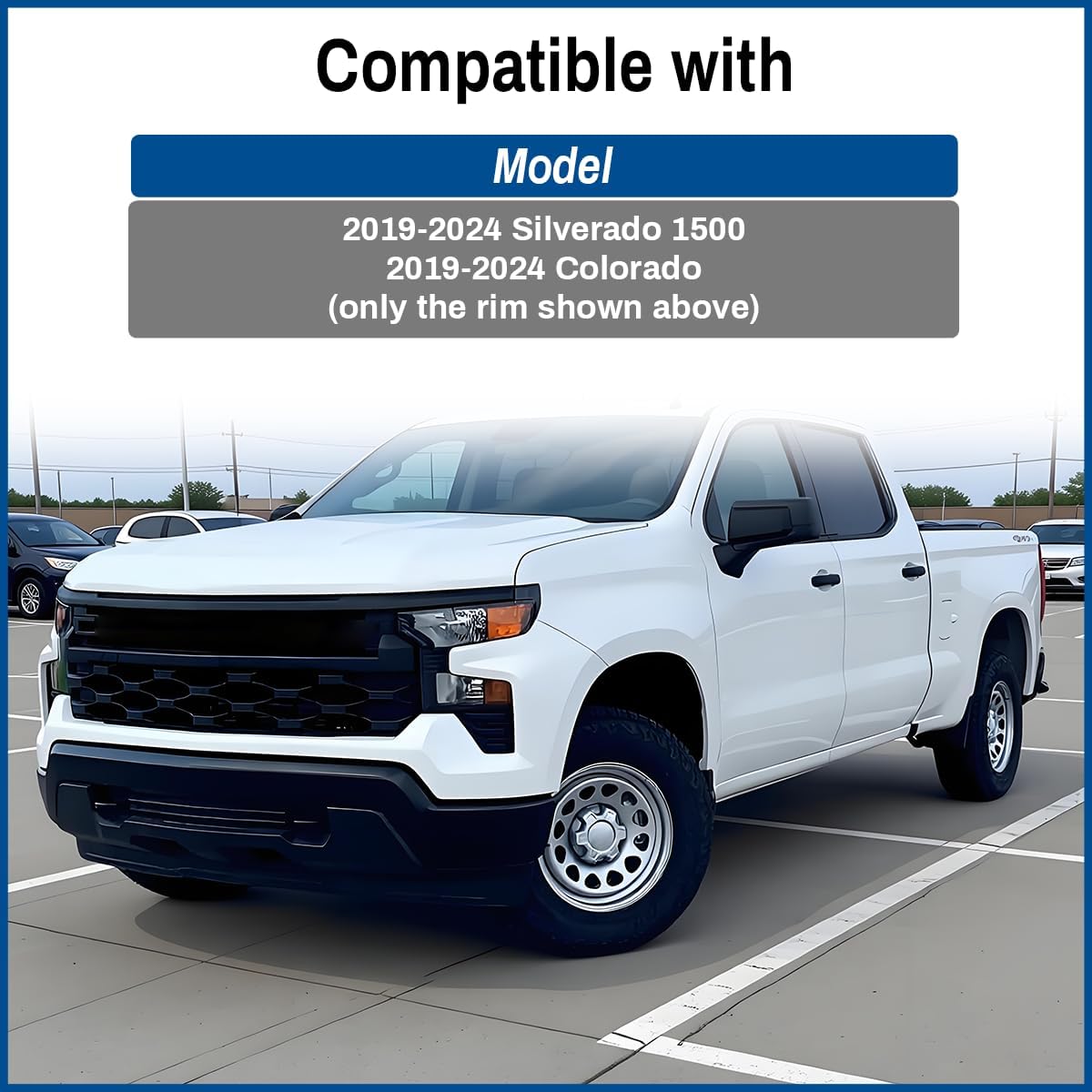 Wheel Center Cap for Chevrolet 2019-2024 Silverado 1500 Colorado Silver Rim Hubcap Covers 84173372, 23378301, 4pcs