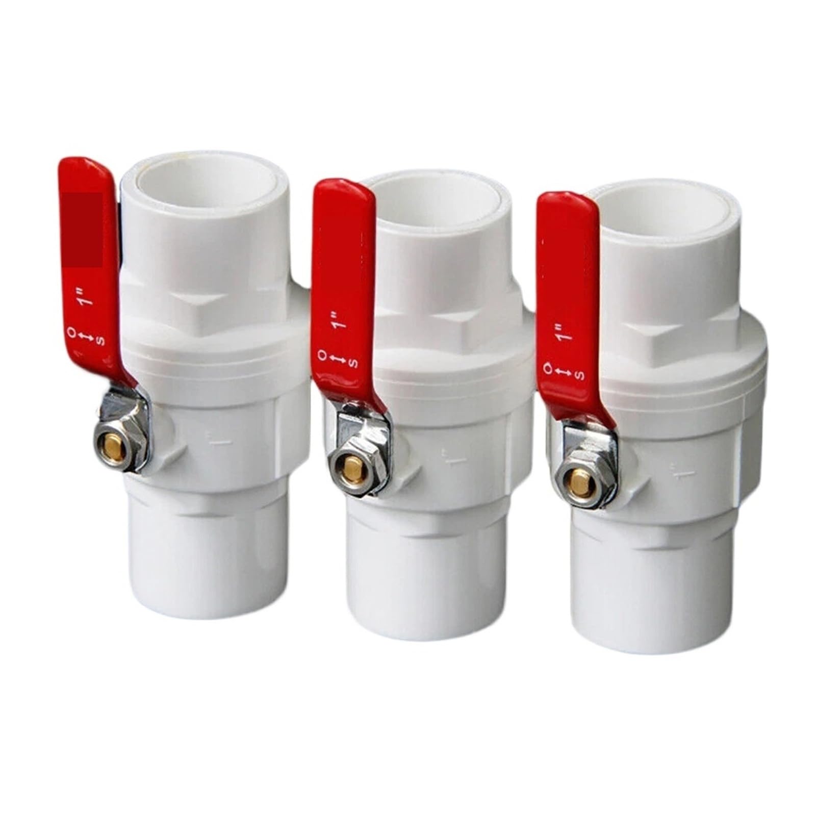 Válvula de bola PVC con mango rojo, soldadura solvente, 2 vías, extremos deslizantes, cierre agua, controlador flujo, for tubería diámetro interior 20 mm a 125(50mm)