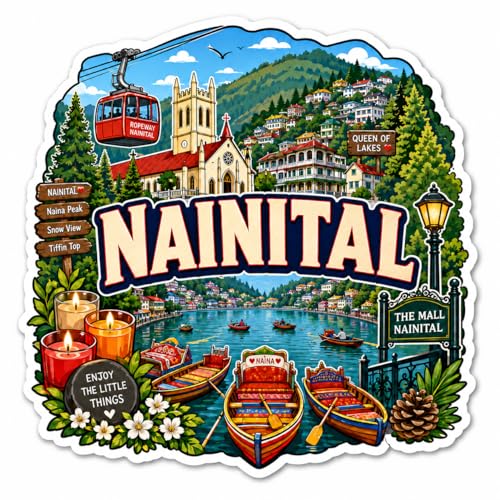 Image of Zesta Wooden Fridge Magnets Set | Refrigerator Decor Magnets for Kitchen | India Souvenir Fridge Magnet Collection | Wooden Magnet for Fridge Door Decoration (Nainital)