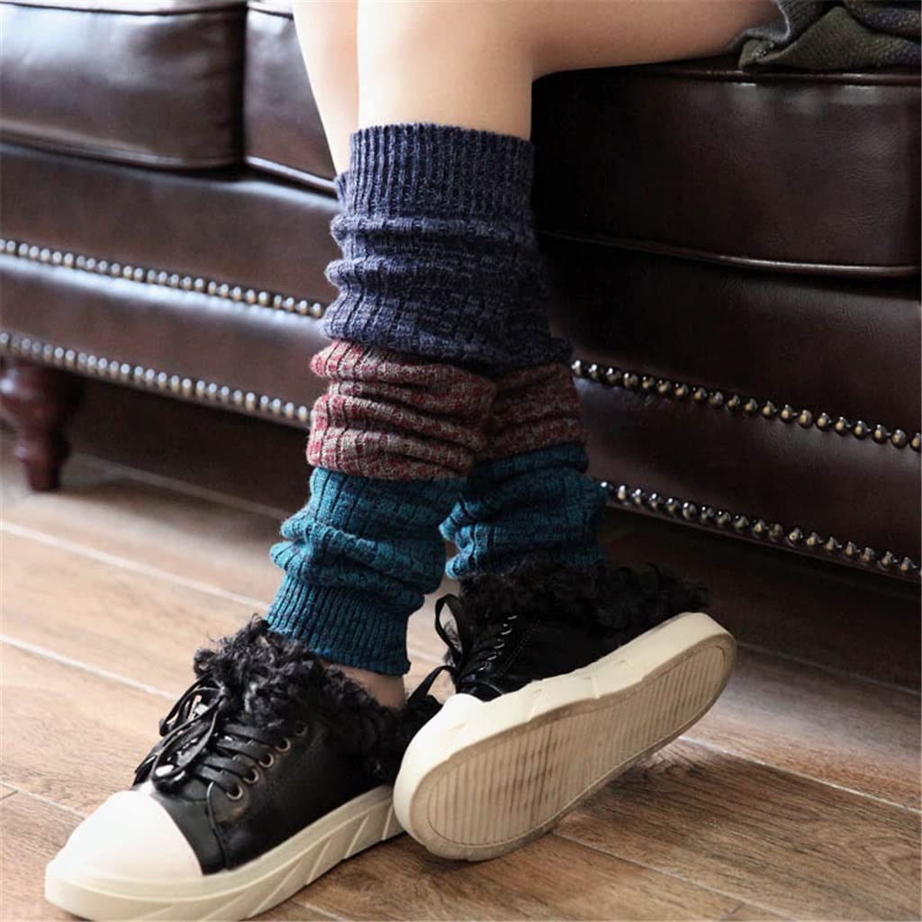 Sobre la rodilla Puños de bota de punto para mujer Calentadores de piernas Calentadores de piernas para niñas Cubierta de pie de punto Otoño Invierno Calentadores de piernas Calcetines (Color : A, S