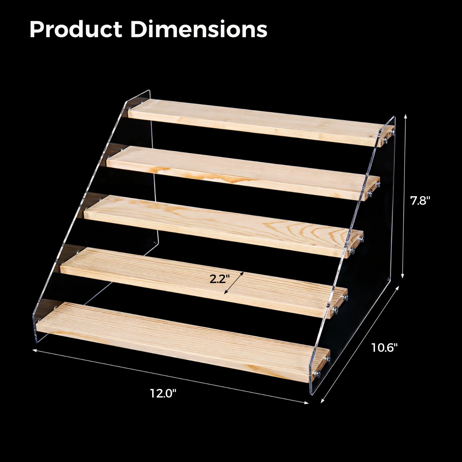 Generisch Portaspezie in acrilico a 5 livelli con ripiano in legno, organizer verticale per armadio, portaspezie verticale per piano di lavoro della cucina