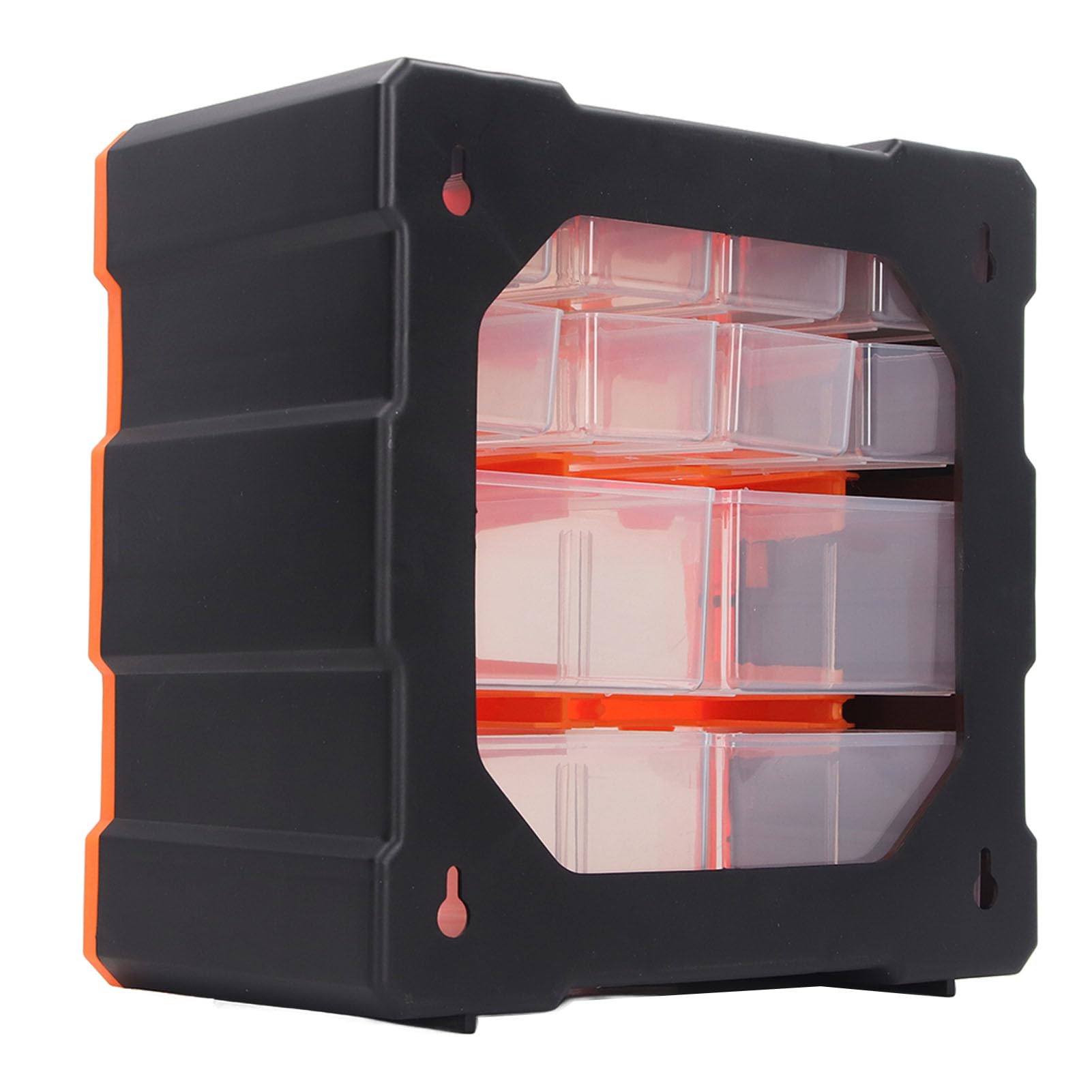 Organizador de hardware con 12 cajones, caja de almacenamiento translúcida para cajones con separadores extraíbles, contenedor de almacenamiento de manualidades y tornillos