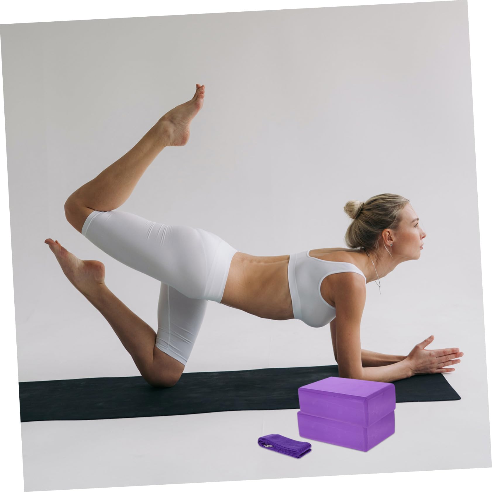 Set di 2 Blocchi Yoga Eva con Cinghia Elasticizzata, 3 Pezzi | Porpora, Pratica Portatile e Stabilità Migliorata, per Palestra e Hot Yoga Sessions