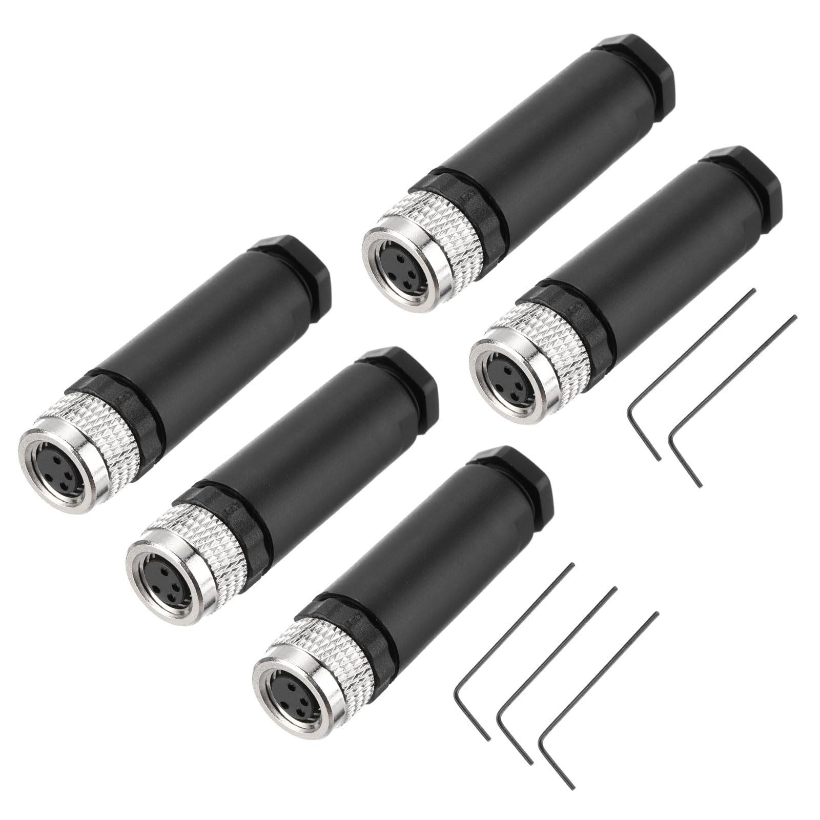 MECCANIXITY 5Pcs 4 Pin M8 Female Aviation Connector Wire Plug A Coding 8mm Circular Sensor Connector Waterproof IP67 for Cable