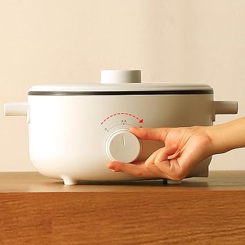 3L Electric Shabu Shabu Pot, Mini Multifunctional Electric Cooker, Travel Pot PP Plastic Ceramic Glaze Coating Camping Office Hotel/442