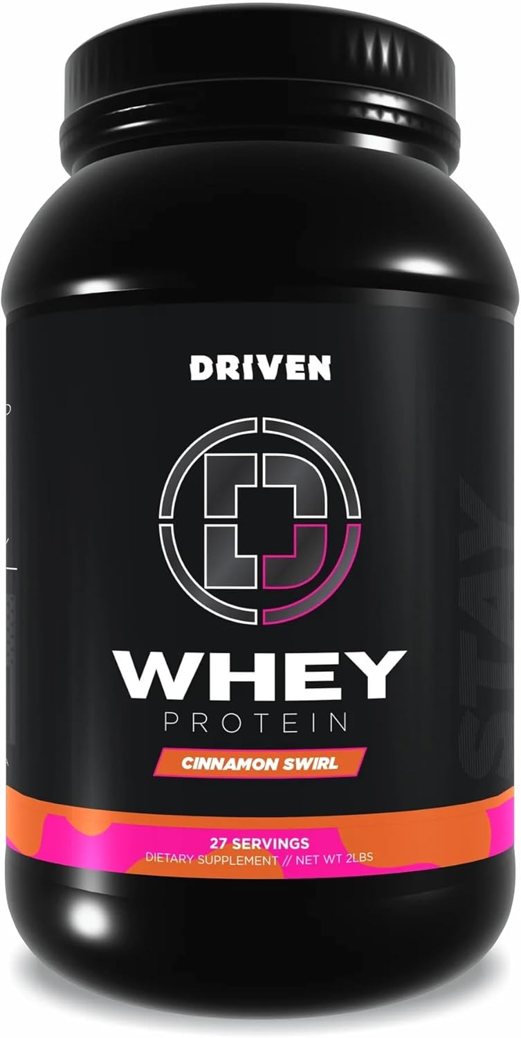 Driven WHEY- Whey Protein Powder: Delicious, Clean Protein Shake- Improve Muscle Recovery with 23 Grams of Protein with Added BCAA and Digestive Enzymes (2lb, Chocolate Peanut Butter)