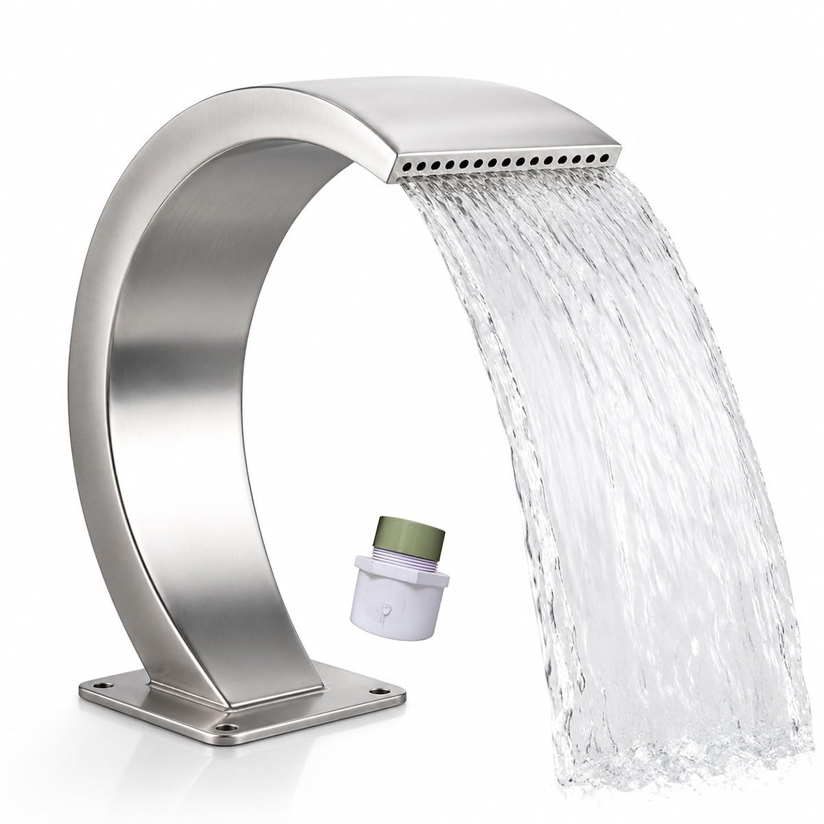 Lame d’Eau Cascade Piscine – Fontaine Cascade Acier Inoxydable 304 – Nappe d’Eau Monofil – Choix 1.5″– Compatible LED DIY, Pompe Externe Non Incluse, Connecteur Gratuit