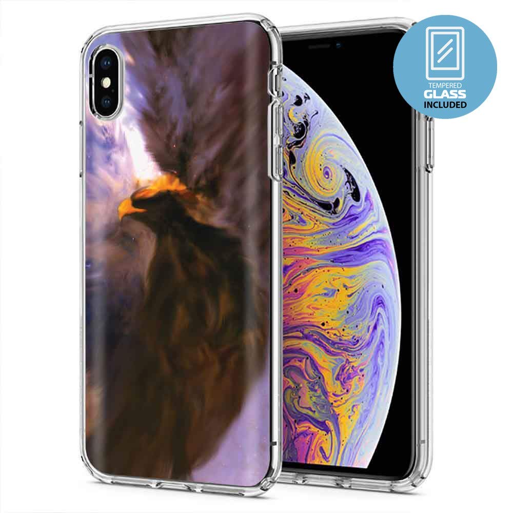 NakedShield Clear Flex Gel Compatible for Apple iPhone Xs MAX,EagleArt Print,Light Weight,Unbreakable,Flexible,Glass Screen Protector Included,Designed in USA