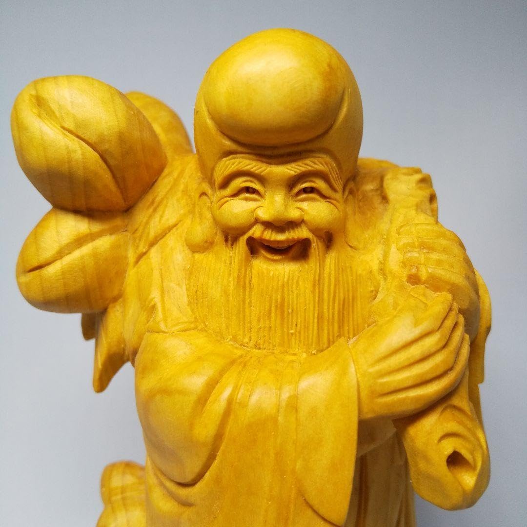 Amazon.co.jp: 七福神 寿老人 木彫り 置物 : ホーム＆キッチン