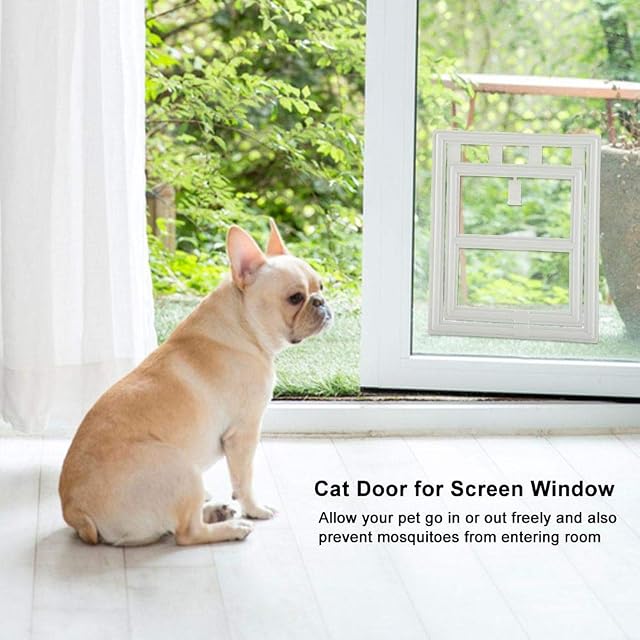 Foto 8 de 8 de Wakects Puerta para Mascotas con Mosquitera, Túnel para Gato, Diseño Clásico, Tamaño L, Color Blanco