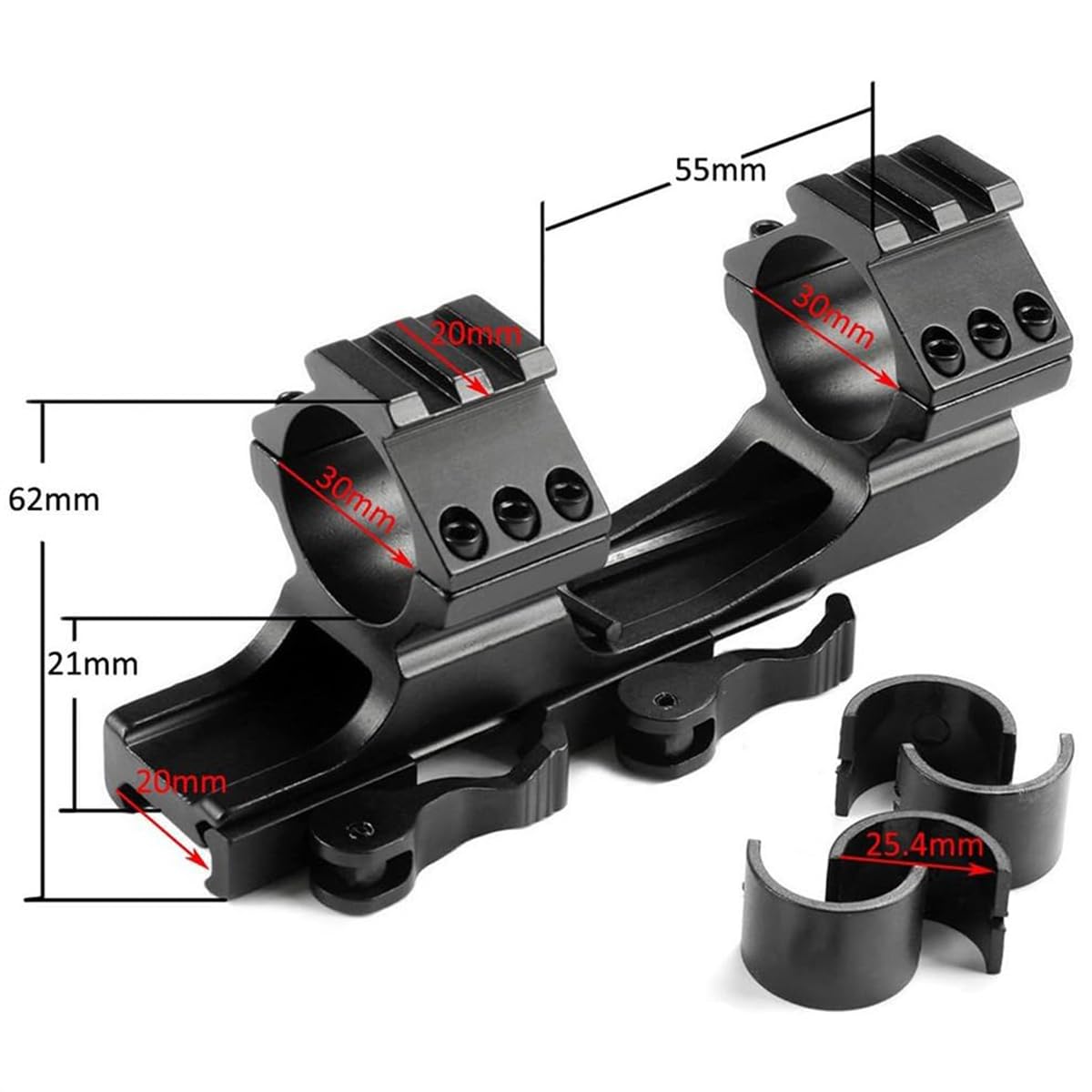 Paike Supporto per cannocchiale a Doppio Anello con Portata in avanti a sgancio rapido 1 Pollice / 30 mm