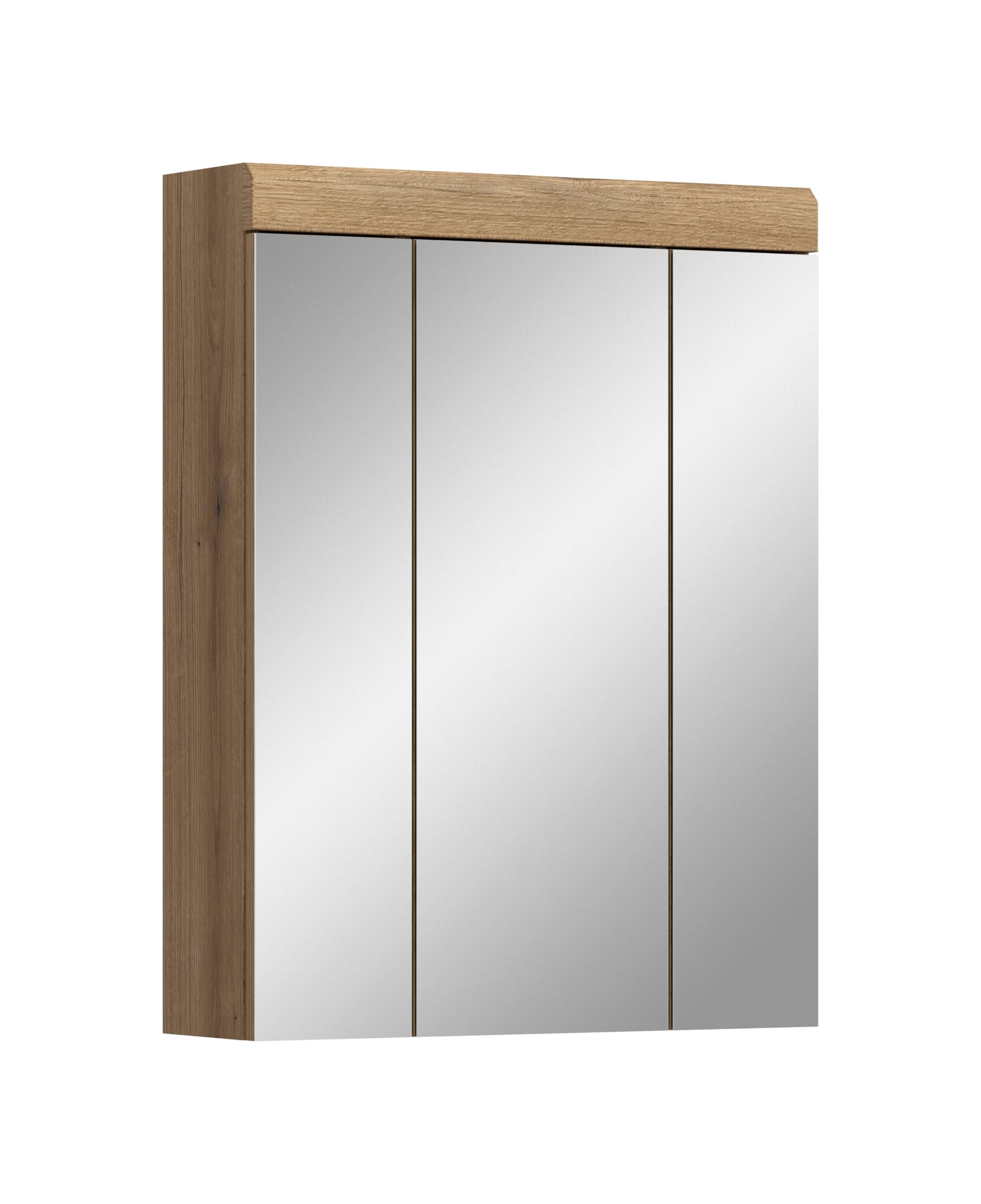 xonox.home – Spiegelschrank Scout 60x79x18 cm in Evoak Oak Nachbildung und einem Spiegelglas – Funktionaler Badspiegel mit Stauraum – klar, modern & pflegeleicht im Design
