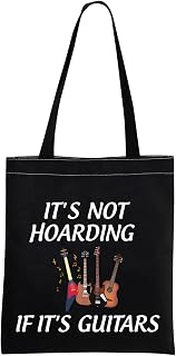 MBMSO Guitar Lovers Gifts Tote Bag it's not Hoarding if it's Guitars Funny Guitar Player Gifts Shoulder Bag Guitarist Gifts (Guitar TB-black)