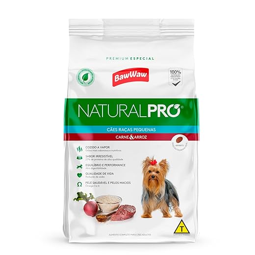 Ração Baw Waw Natural Pro para cães raças pequenas sabor Carne e Arroz - 1kg