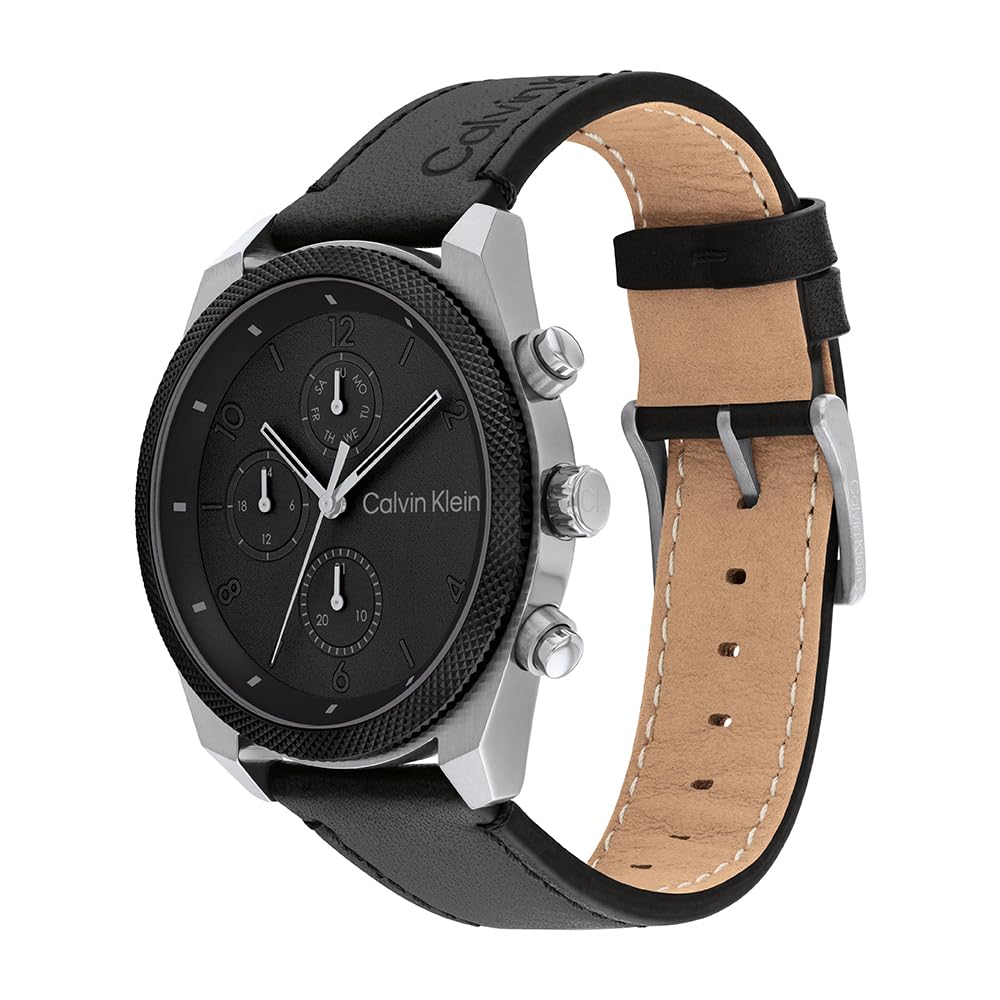 Calvin Klein Orologio analogico multifunzione al quarzo da uomo Collezione IMPACT con cinturino in acciaio inossidabile o in pelle