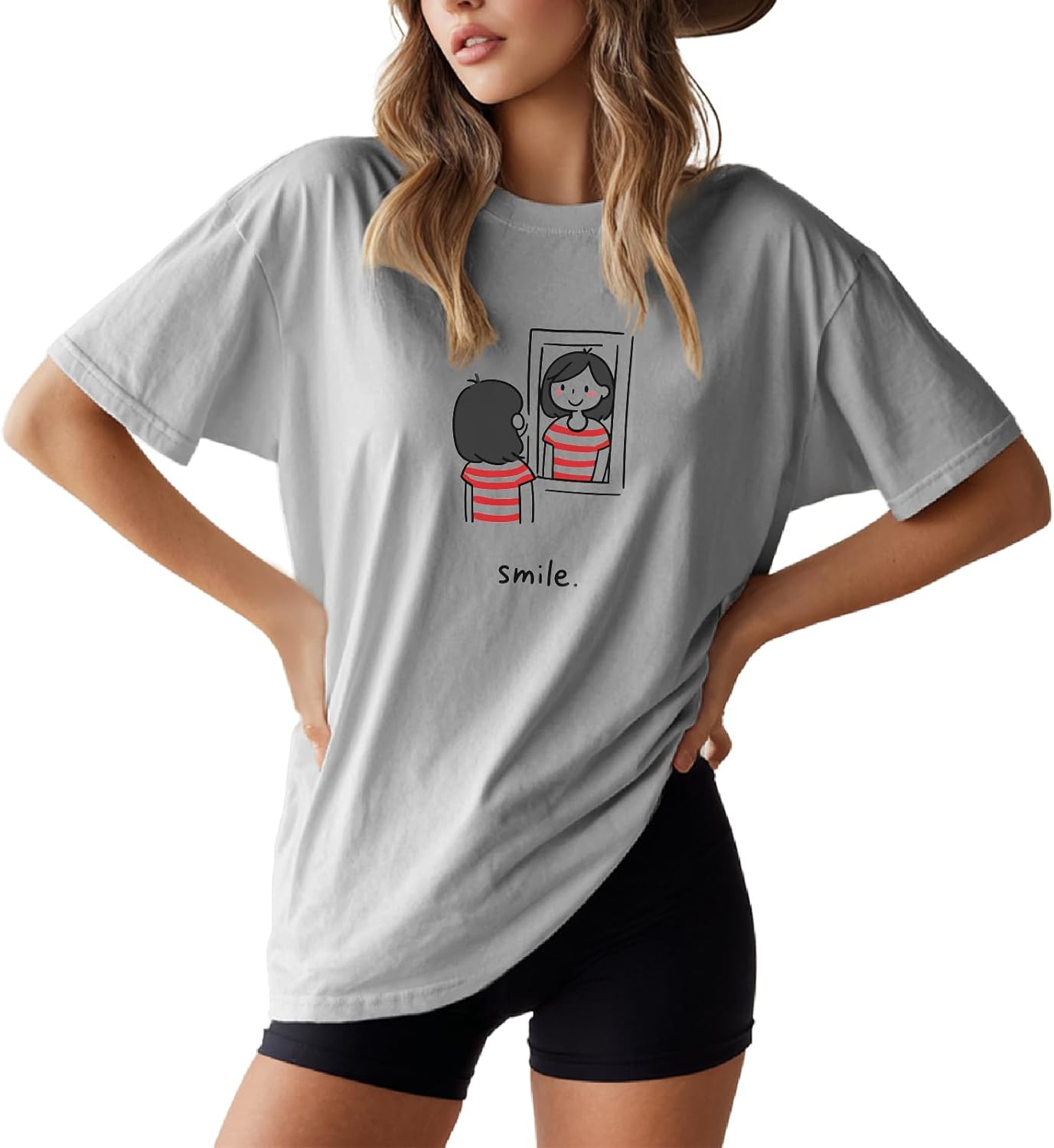 Graphic Tee Shirts for Women Solid 100% Cotton Loose Fit Retro 2026 Summer Soft and Comfy Breathable Tees