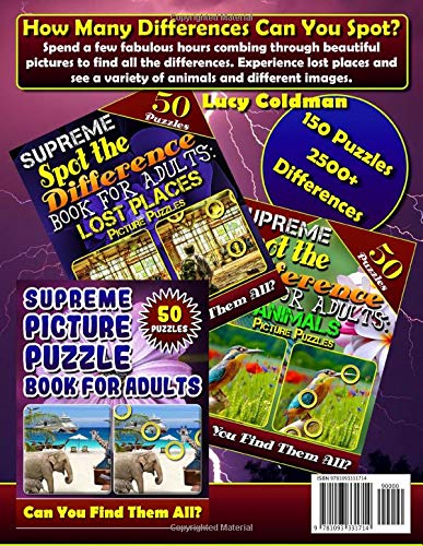 Supreme Spot the Difference Book for Adults: Various - Lost Places - Animals: What's different Activity Book. Picture Find Books for Adults. Can You Find All the Differences?