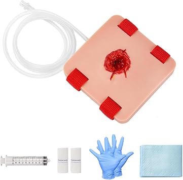 Gunshot Wound Simulator with Bleeding System, Wearable Silicone Wound Packing Trainer for Hemorrhage Control & EMS Training