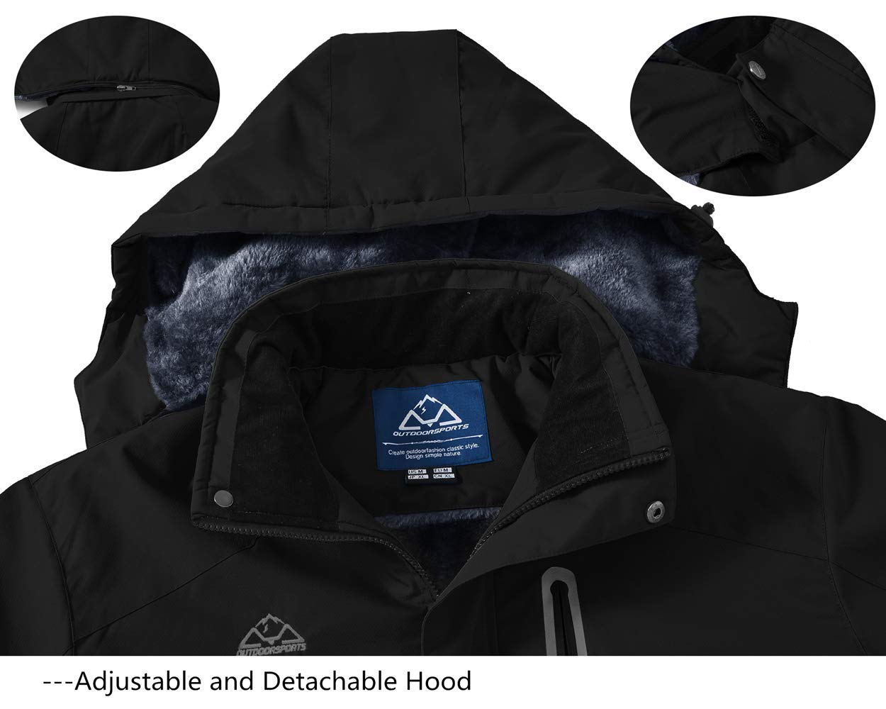 donhobo Herren Skijacke Warm Gefüttert Fleecejacke Winterjacke Verdickt Windjacke Männer Wanderjacke Softshell Jacke Outdoor Funktionsjacke mit Abnehmbarer Kapuze