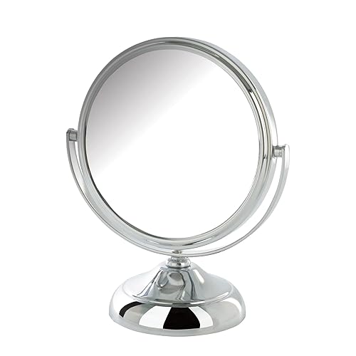 Espejo pequeño de aumento de mesa, espejo de 5.5 pulgadas de diámetro con aumento 5X-1X, acabado cromado, modelo MC247C