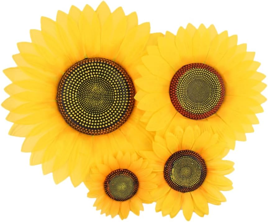 PRETYZOOM 4pcs Artificial Sunflower Head Wedding Decor Sunflower Photo Props Yellow Decor Fake Sunflower Heads Dinner Table Decor Holding Flower for Dance Baby Flower Arrangement