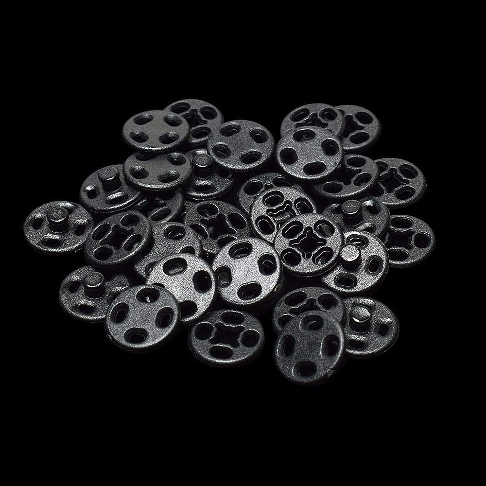 RAYNAG 90 Set Plastic Snap Fasteners Buttons Invisible Sewing On Snap Buttons Kit, 10mm Fasteners for Bibs Diapers Crafts Shirts Clothing, Black