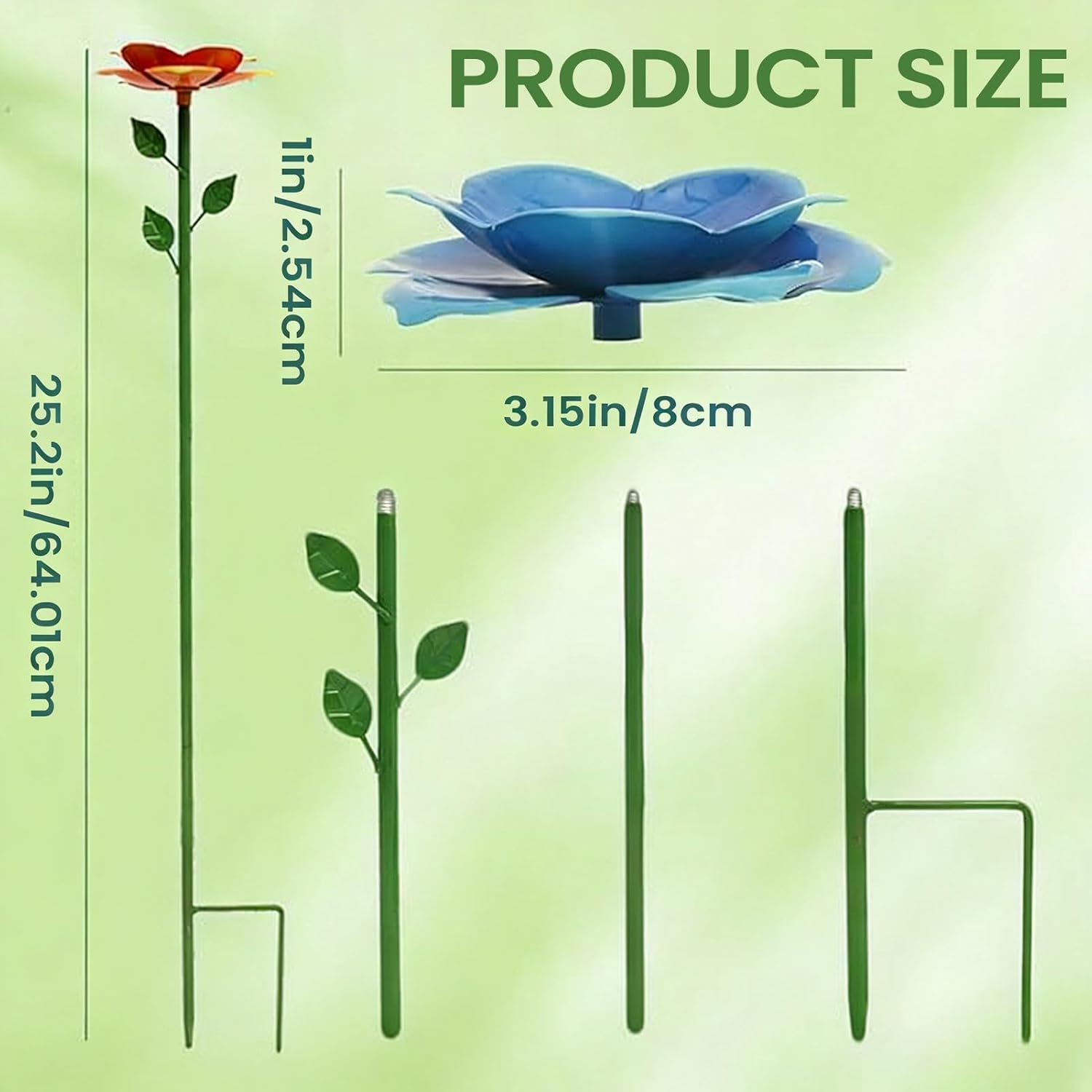 4PC Bee Watering Stations | Metal Bees Baths Stakes | Colorful Flower Bee Feeder Cups for Garden | Adjustable Butterfly Bird Watering Station Iron Stakes for Garden Decor