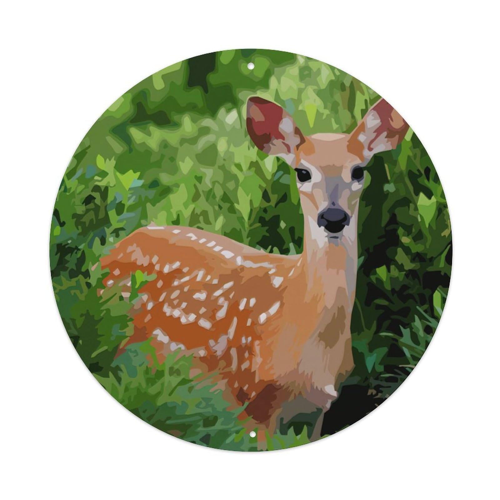 Animal Artwork Sika Deer in The Jungle Vintage Metal Tin Sign Plaque Wall Decor for Cafe, Club Bar, Office, Garden Metal Poster 8x8Inch