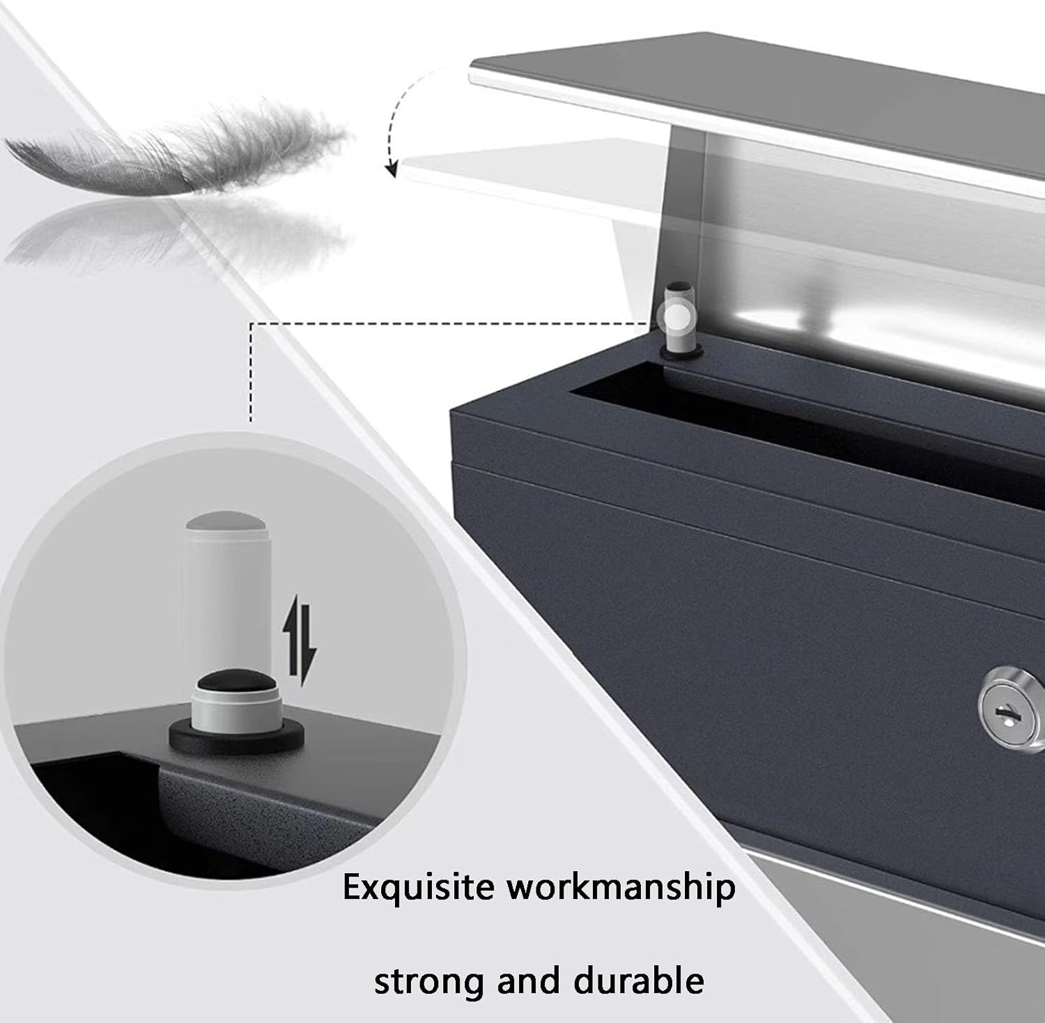 Wall Mounted Mailbox, Mailbox Wall Mount, Wall Mount Mail Box, Mailboxes for Outside Wall Mount, with Keys, Large Capacity, Suitable for Home and Outdoor Use, Black(Silver black,37*10.5*36cm/14.5*4.1*
