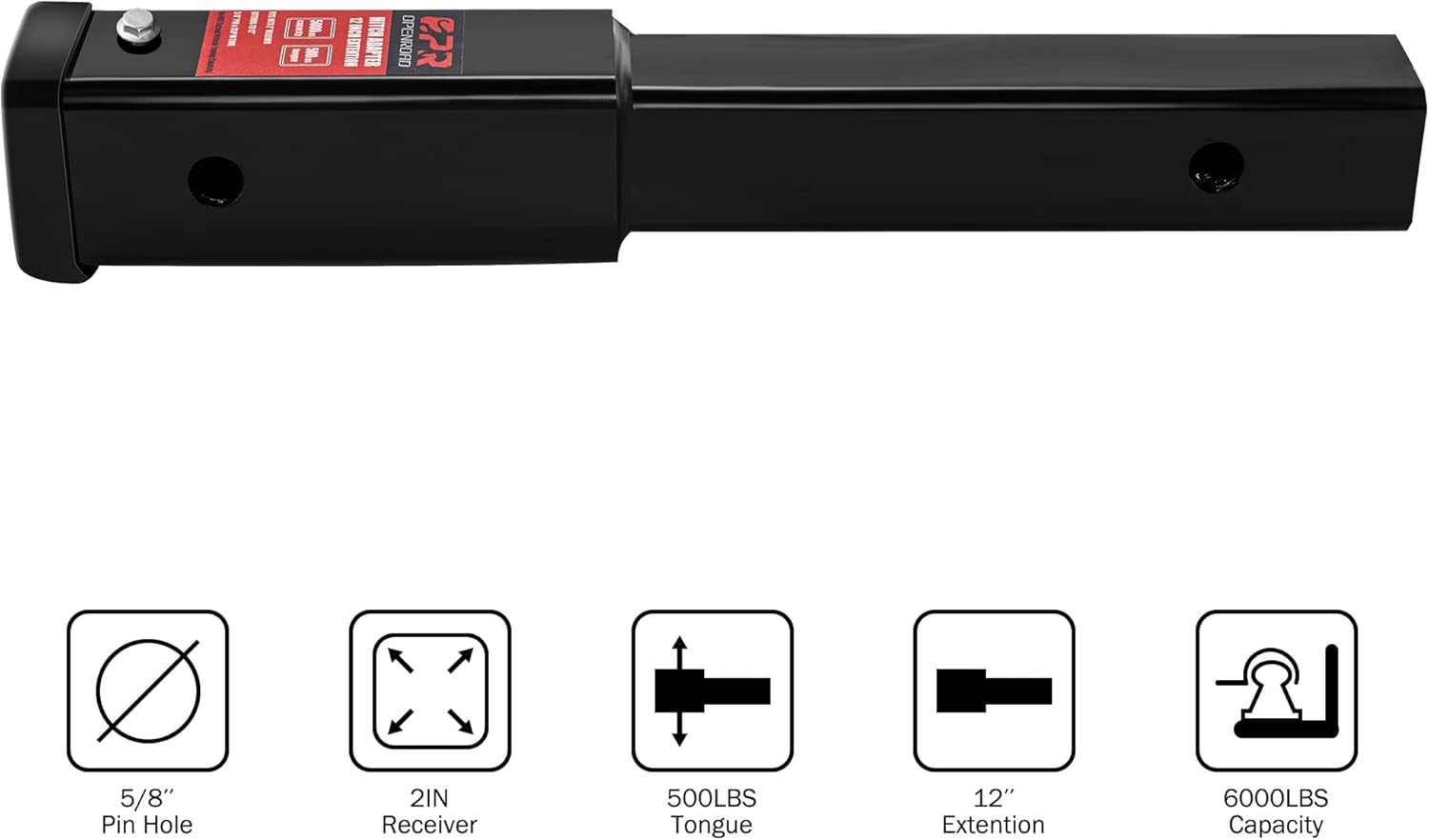 OPENROAD Adjustable Trailer Hitch Ball Mount, Fits 2-Inch Receiver and 12" Tube Extender Hitch