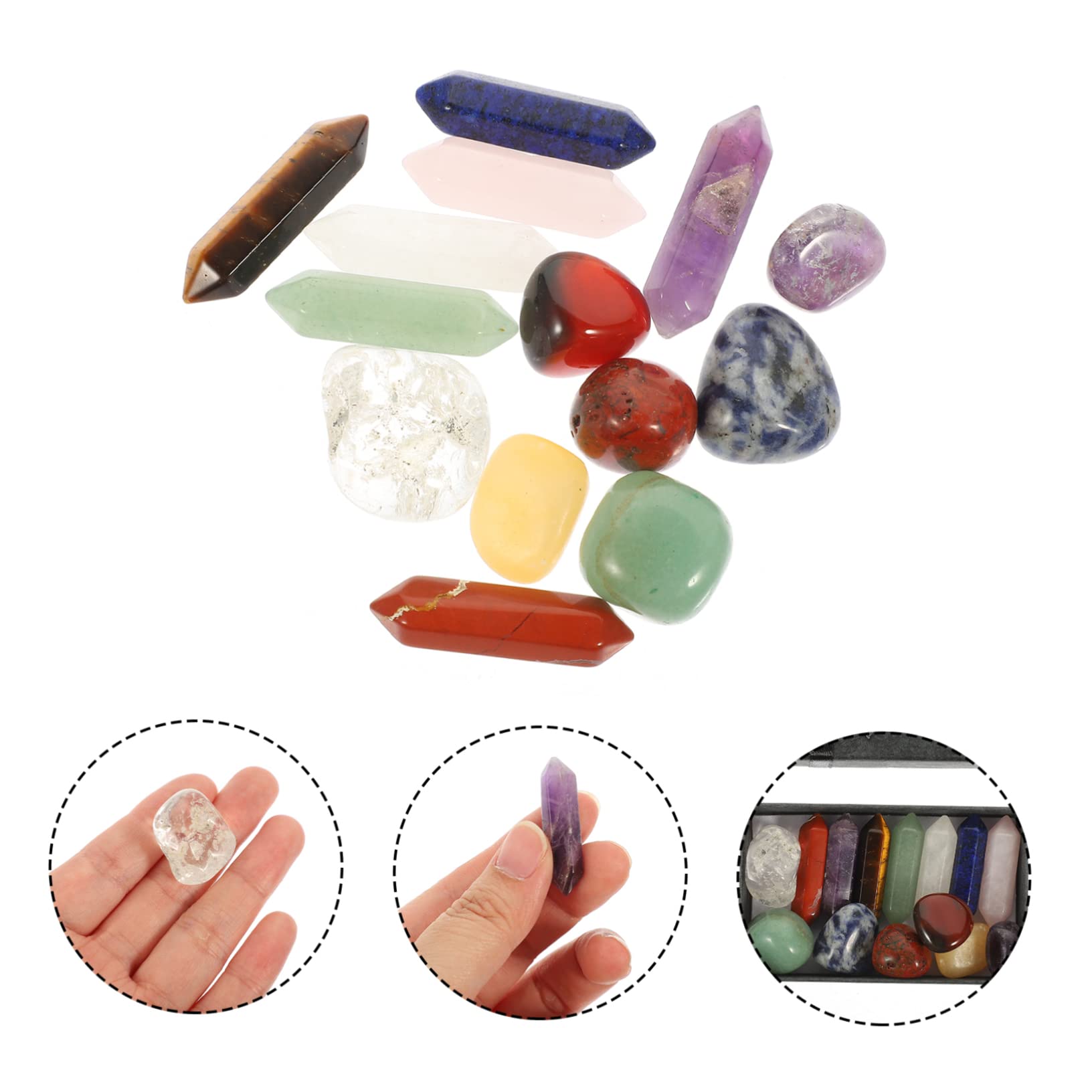 3 Set Crystal Yoga Stone Chakra Cristalli Per Fabbricazione Quarzo Artigianato Di Cristallo Pietre Di Cristallo Ornamento Da Scrivania Pietra Naturale 14 Pezzi*3