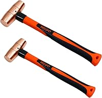 Vista 19 de WEDO Martillo de trineo de cobre 1/2lb,Martillo de mazo de cobre macizo, mango de fibra de vidrio, longitud 11.024 in, forjado a presión, resistente