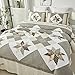 Brandream Queen Size Luxury Patchwork Quilts Premium Cotton Farmhouse Quilted Bedspread Vintage Quilt Set